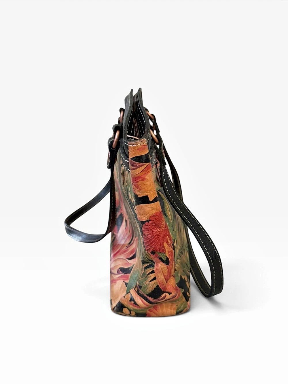 Patricia Nash Poppy Tropical Floral Tote in Black & Multicolor Leather - Picture 6 of 12